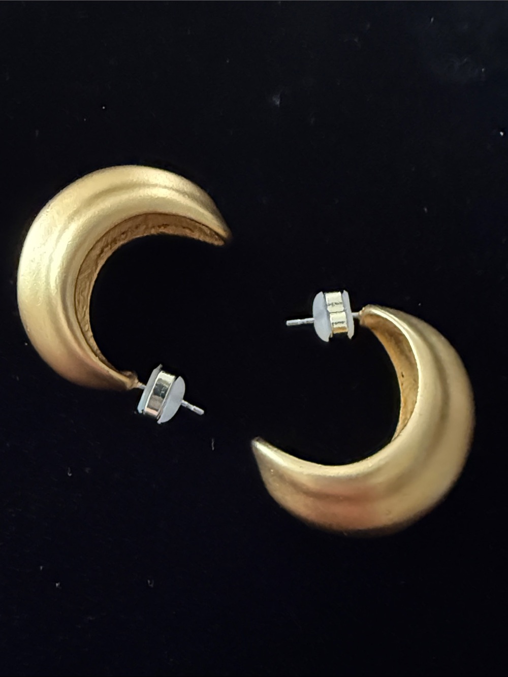 Gold Crescent Open  Hoop Matte Earrings - Elegant Women’s Jewelry